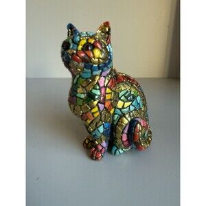 Barcino Carnival Mosaic Cat Resin 4”
